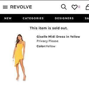 Privacy Please - Giselle Midi Dress in Yellow. Sold out on Revolve.